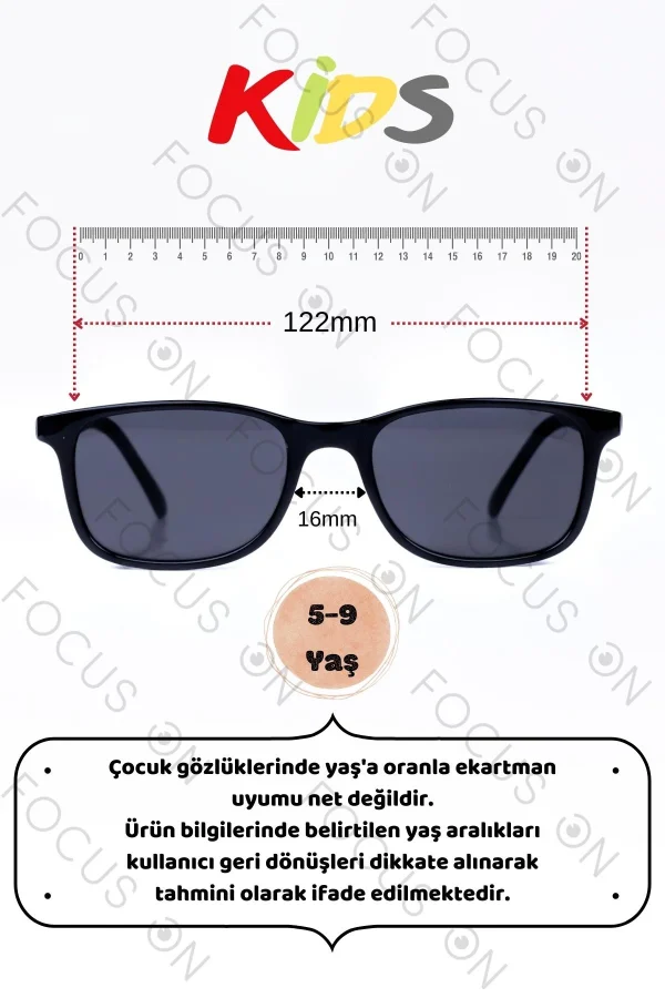 4-8 Yaş Polarize Çocuk Güneş Gözlüğü - Siyah - Görsel 5