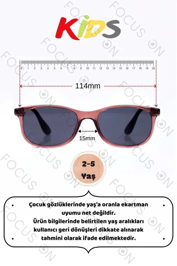 2-5 Yaş Polarize Çocuk Güneş Gözlüğü - Gül Kurusu - Görsel 2