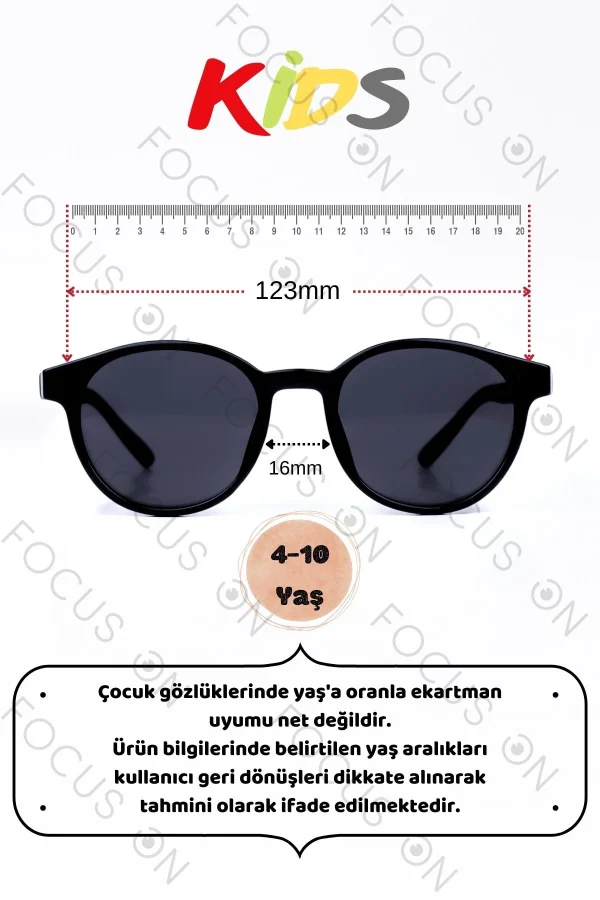 2-8 Yaş Polarize Çocuk Güneş Gözlüğü - Siyah - Görsel 3