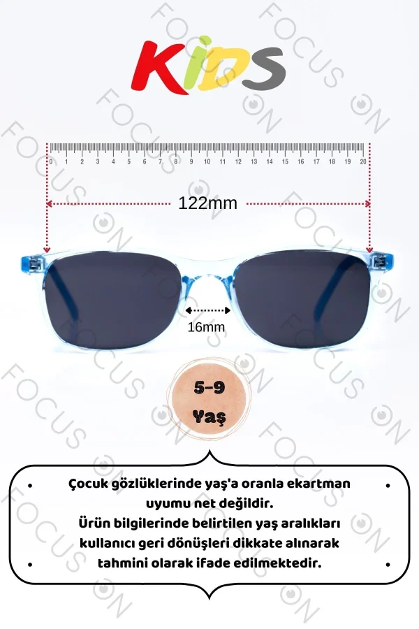 4-8 Yaş Polarize Çocuk Güneş Gözlüğü - Mavi - Görsel 6