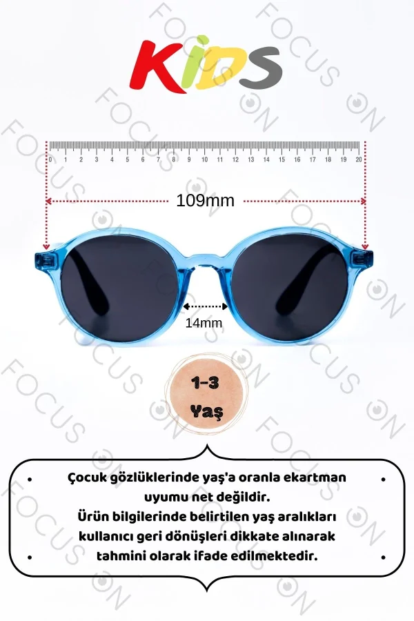 1-3 Yaş Polarize Çocuk Güneş Gözlüğü - Mavi - Görsel 4