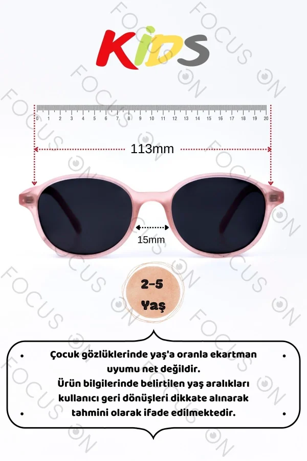 1-4 Yaş Polarize Çocuk Güneş Gözlüğü - Pembe - Görsel 3