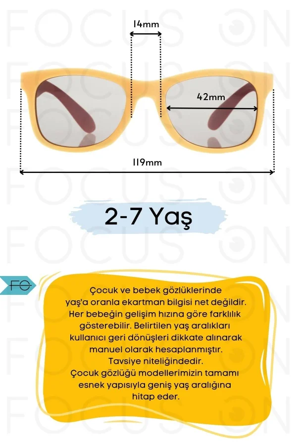 Polarize Çocuk Güneş Gözlüğü | 2-5 Yaş | Hafif Esnek | Mat Sarı - Kırmızı - Görsel 3