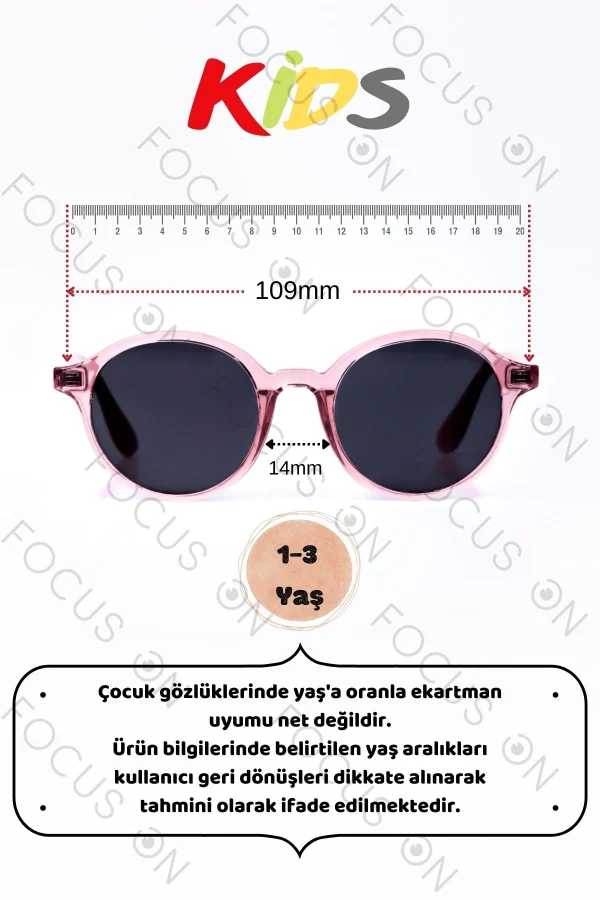 1-3 Yaş Polarize Çocuk Güneş Gözlüğü - Pembe - Görsel 6
